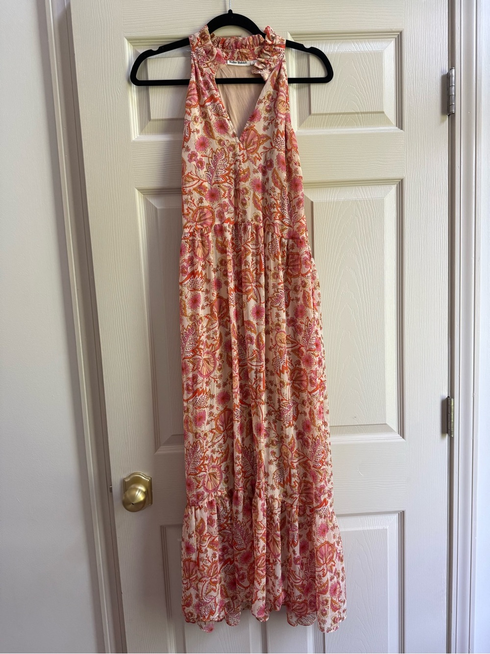 Roller Rabbit Orange and pink halter maxi dress